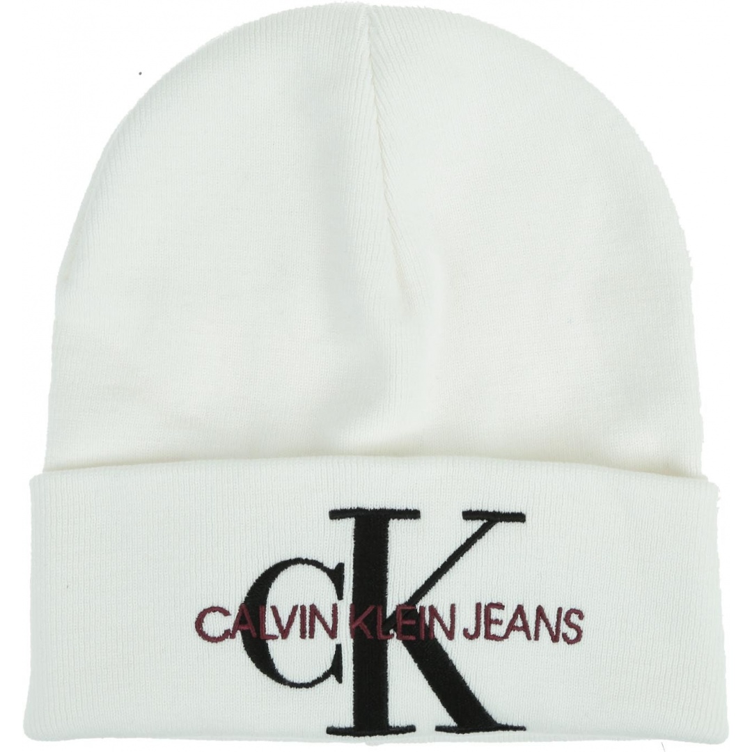 Kremowa Zimowa Czapka CALVIN KLEIN JEANS J Basic Women Knitted Beanie
