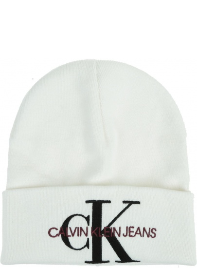 Kremowa Zimowa Czapka CALVIN KLEIN JEANS J Basic Women Knitted Beanie