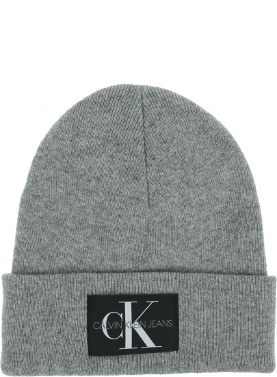 Szara Zimowa Czapka CALVIN KLEIN JEANS J Basic Men Knited Beanie