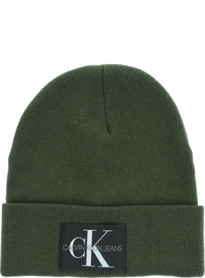 Oliwkowa Zimowa Czapka Czapka CALVIN KLEIN JEANS J Basic Men Knited Beanie