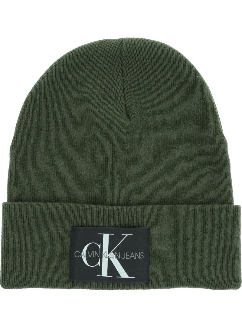 Oliwkowa Zimowa Czapka Czapka CALVIN KLEIN JEANS J Basic Men Knited Beanie