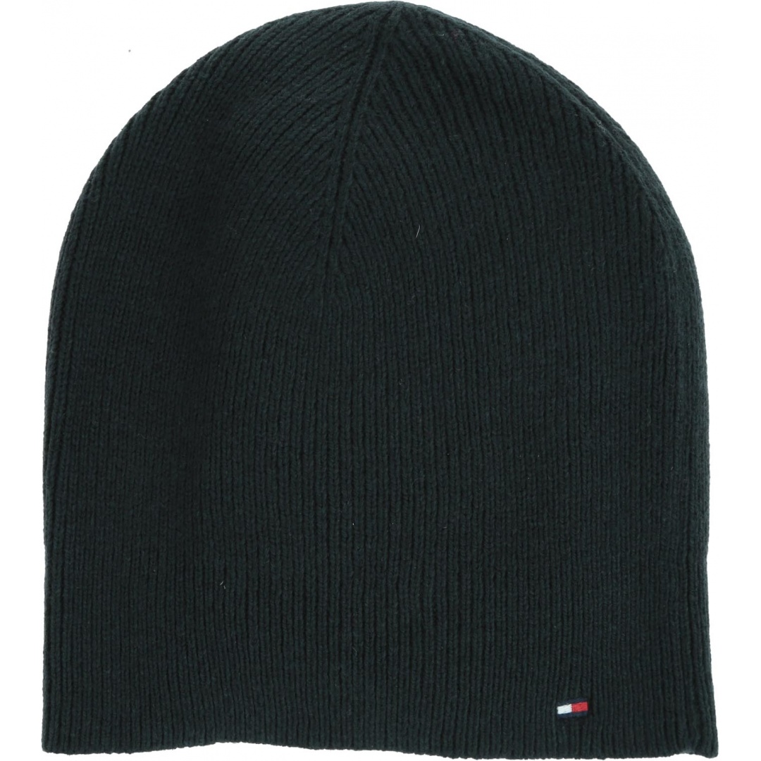 Czarna Czapka TOMMY HILFIGER Flag Knit Beanie AW0AW07186 BDS
