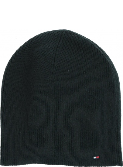 Czarna Czapka TOMMY HILFIGER Flag Knit Beanie AW0AW07186 BDS