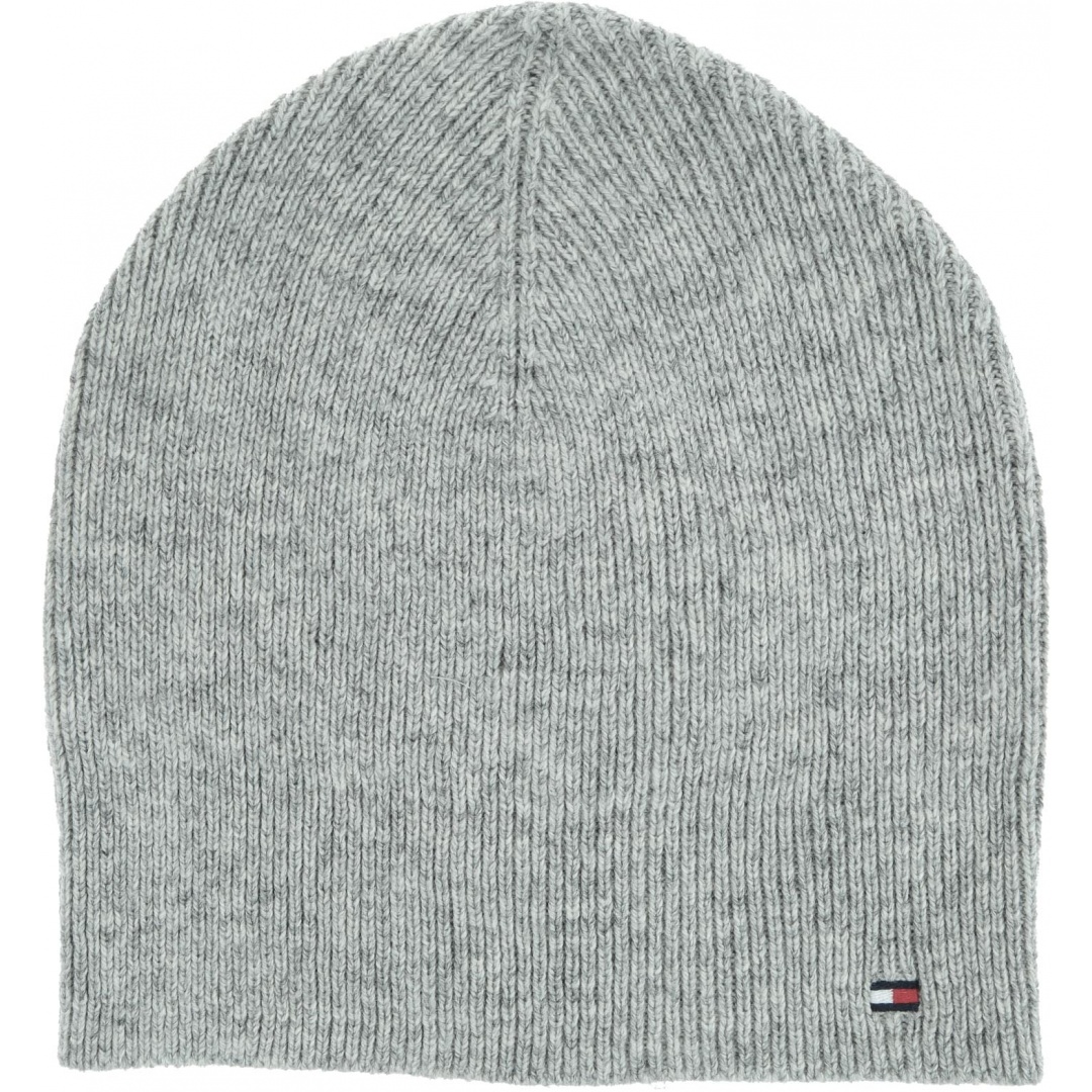 Szara Czapka TOMMY HILFIGER Flag Knit Beanie AW0AW07186 0IR