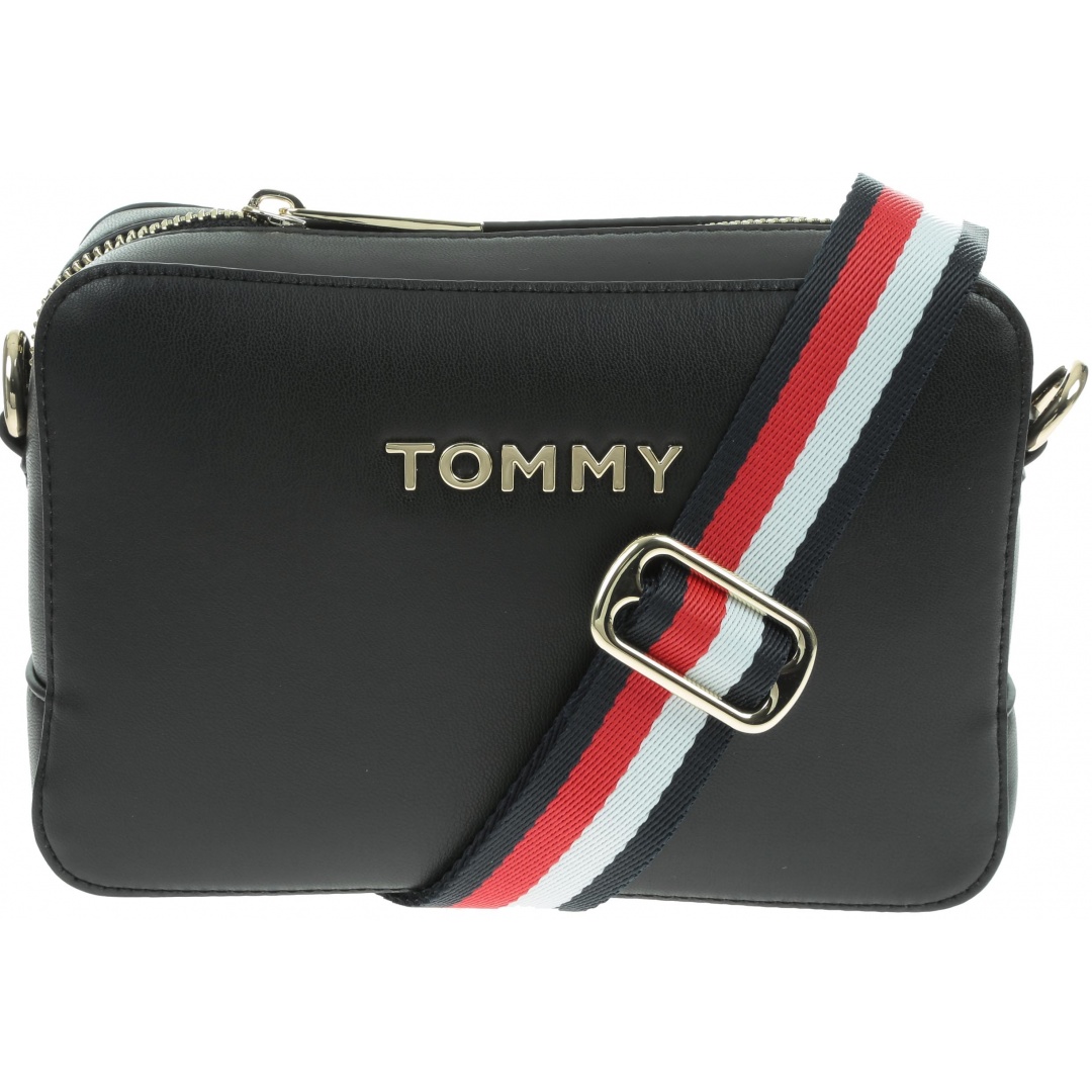 Czarna Torebka TOMMY HILFIGER Iconic Tommy Crossover Solid AW0AW07591 BDS