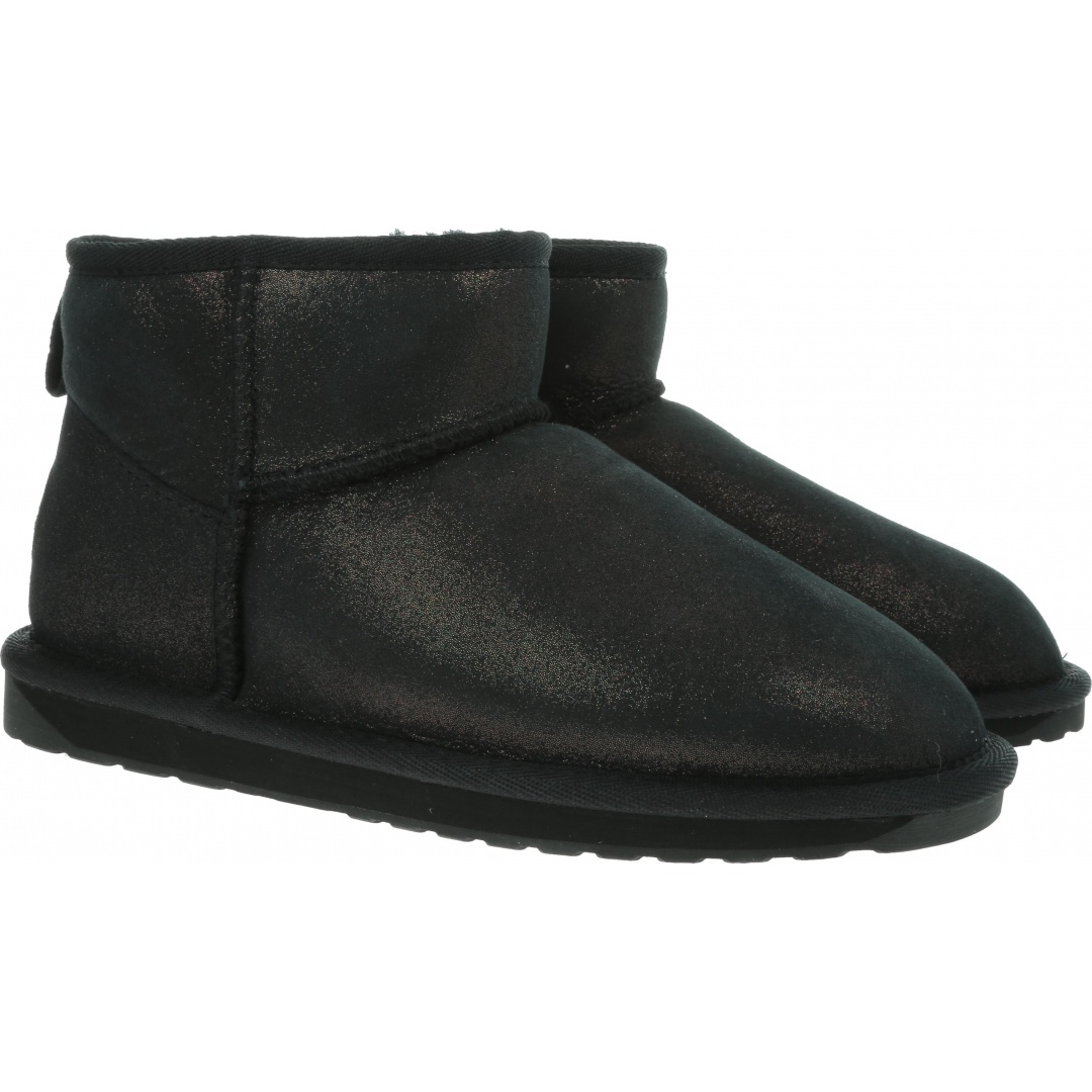 Czarne Błyszczące Buty EMU AUSTRALIA Stinger Metallic Micro W11340 Black