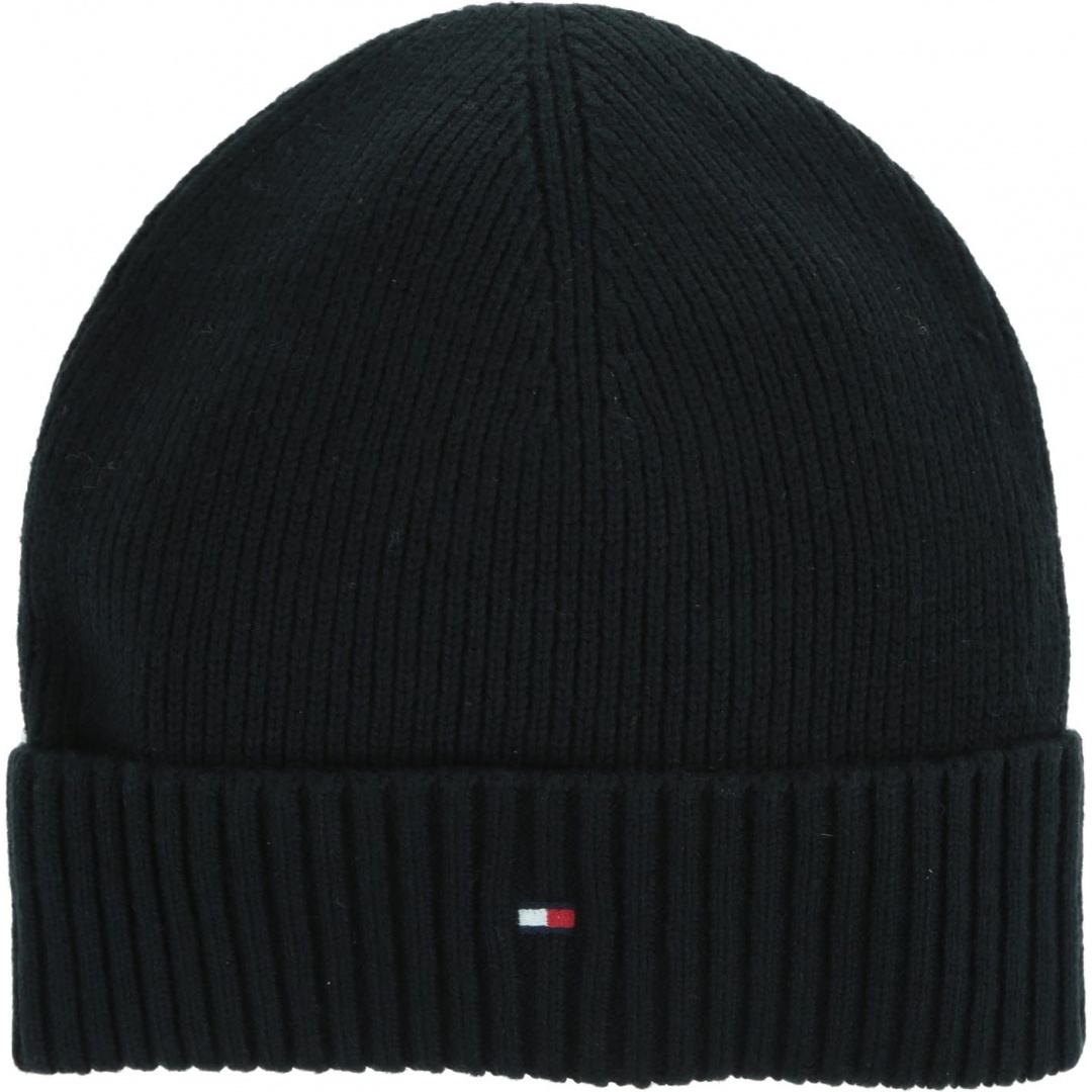 Czarna Czapka TOMMY HILFIGER Pima Cotton Beanie AM0AM05148 BDS