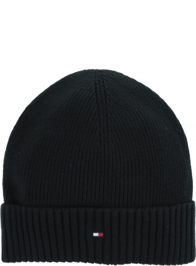 Czarna Czapka TOMMY HILFIGER Pima Cotton Beanie AM0AM05148 BDS