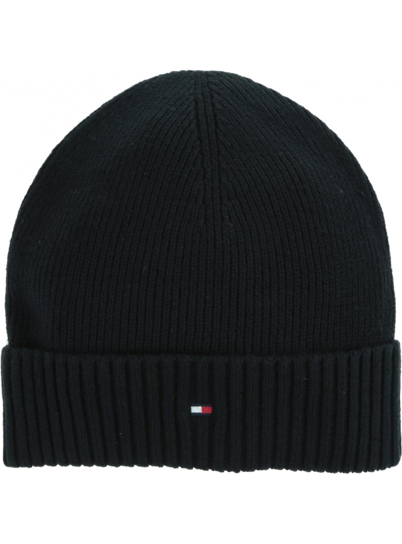 Czarna Czapka TOMMY HILFIGER Pima Cotton Beanie AM0AM05148 BDS