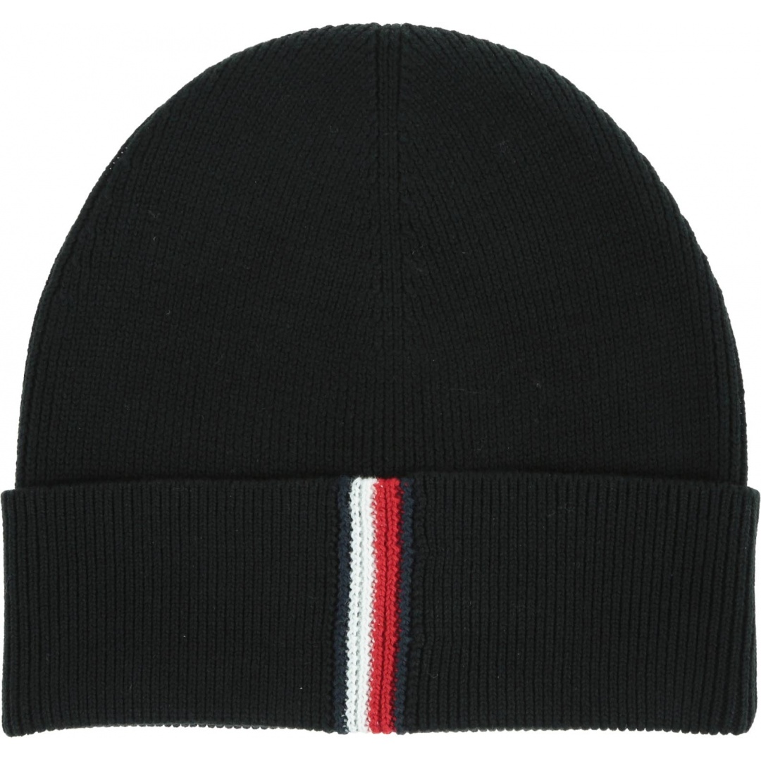 Czarna Czapka TOMMY HILFIGER Th Rib Beanie AM0AM05424 BDS