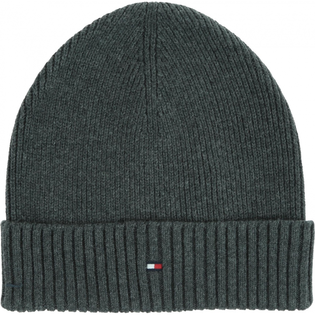 Szara Czapka TOMMY HILFIGER Pima Cotton Beanie AM0AM05148 0G5