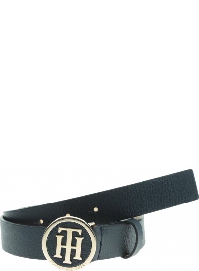 Granatowy Pasek Damski TOMMY HILFIGER Th Round Buckle Belt 3.0 AW0AW07143
