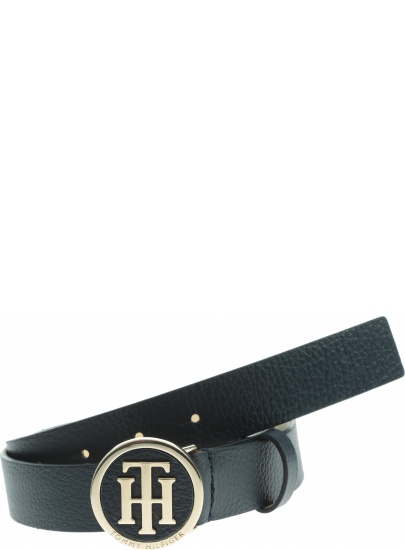 Granatowy Pasek Damski TOMMY HILFIGER Th Round Buckle Belt 3.0 AW0AW07143