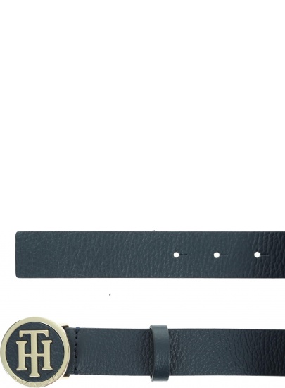 Granatowy Pasek Damski TOMMY HILFIGER Th Round Buckle Belt 3.0 AW0AW07143