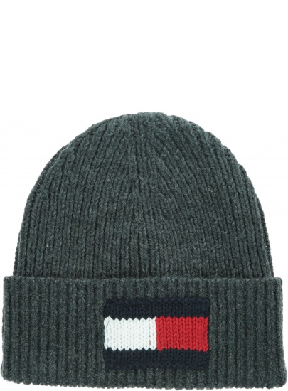 Szara Czapka TOMMY HILFIGER Big Flag Beanie AM0AM05152 0IT