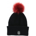 Granatowa Czapka z pomponem TOMMY HILFIGER Th Pompom Beanie AW0AW07545 CJM