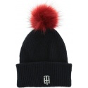 Granatowa Czapka z pomponem TOMMY HILFIGER Th Pompom Beanie AW0AW07545 CJM