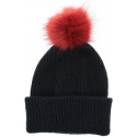 Granatowa Czapka z pomponem TOMMY HILFIGER Th Pompom Beanie AW0AW07545 CJM