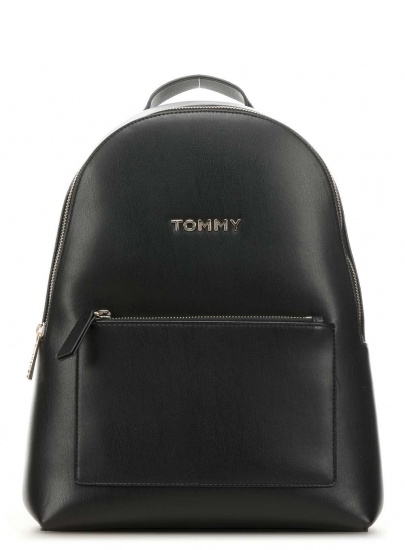 Czarny Plecak TOMMY HILFIGER Iconic Tommy Backpack Solid AW0AW07327 BDS
