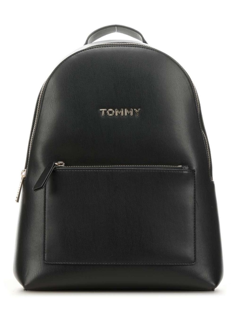 Czarny Plecak TOMMY HILFIGER Iconic Tommy Backpack Solid AW0AW07327 BDS