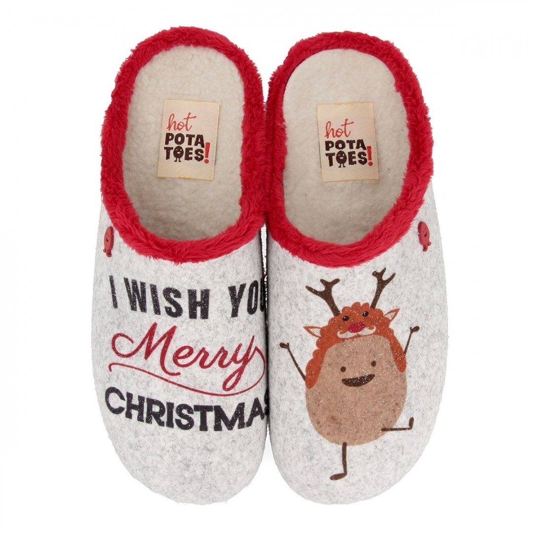Kapcie Damskie Merry Christmas HOT POTATOES BY GIOSEPPO 57092 GREY