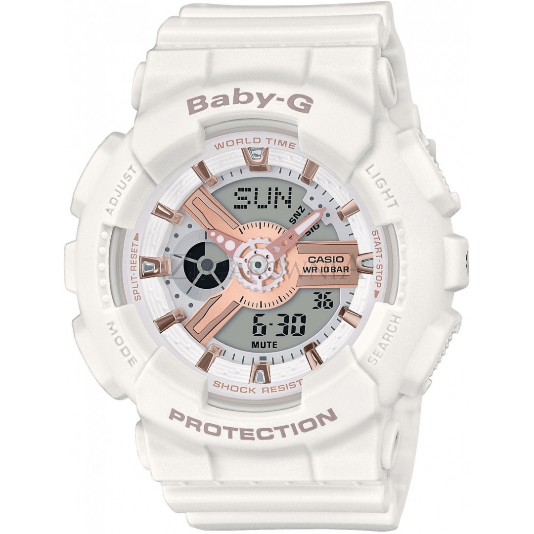 Biały Zegarek Damski CASIO Classic BABY-G BA-110RG-7AER