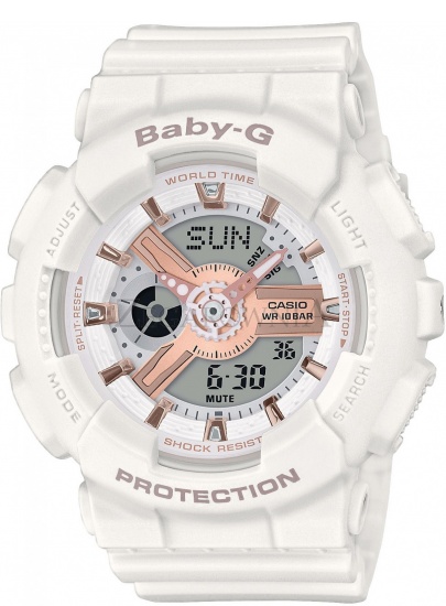 Biały Zegarek Damski CASIO Classic BABY-G BA-110RG-7AER