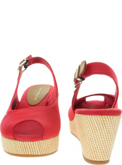 Czerwone Espadryle Damskie TOMMY HILFIGER Iconic Elba Sling Back Wedge