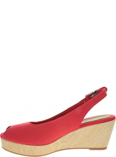 Czerwone Espadryle Damskie TOMMY HILFIGER Iconic Elba Sling Back Wedge