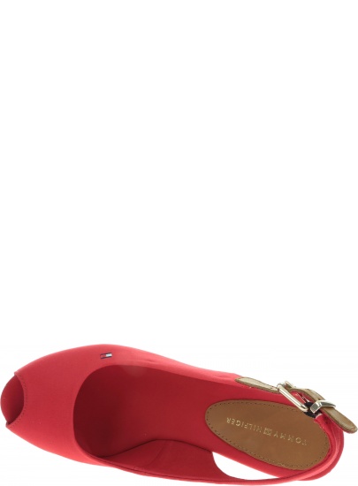Czerwone Espadryle Damskie TOMMY HILFIGER Iconic Elba Sling Back Wedge