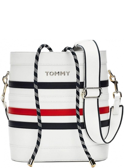Biała Torebka TOMMY HILFIGER Bucket Bag AW0AW08310 0K5