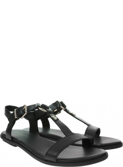 Sandały Damskie TOMMY HILFIGER Feminine Leather Flat Sandal FW0FW04882 BDS