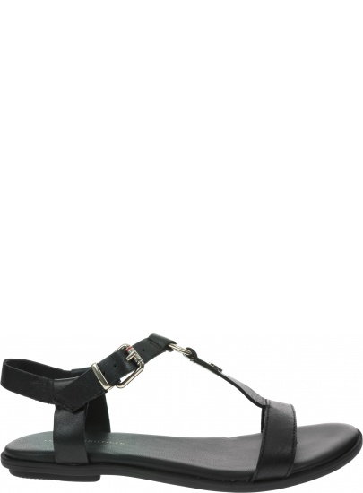 Sandały Damskie TOMMY HILFIGER Feminine Leather Flat Sandal FW0FW04882 BDS