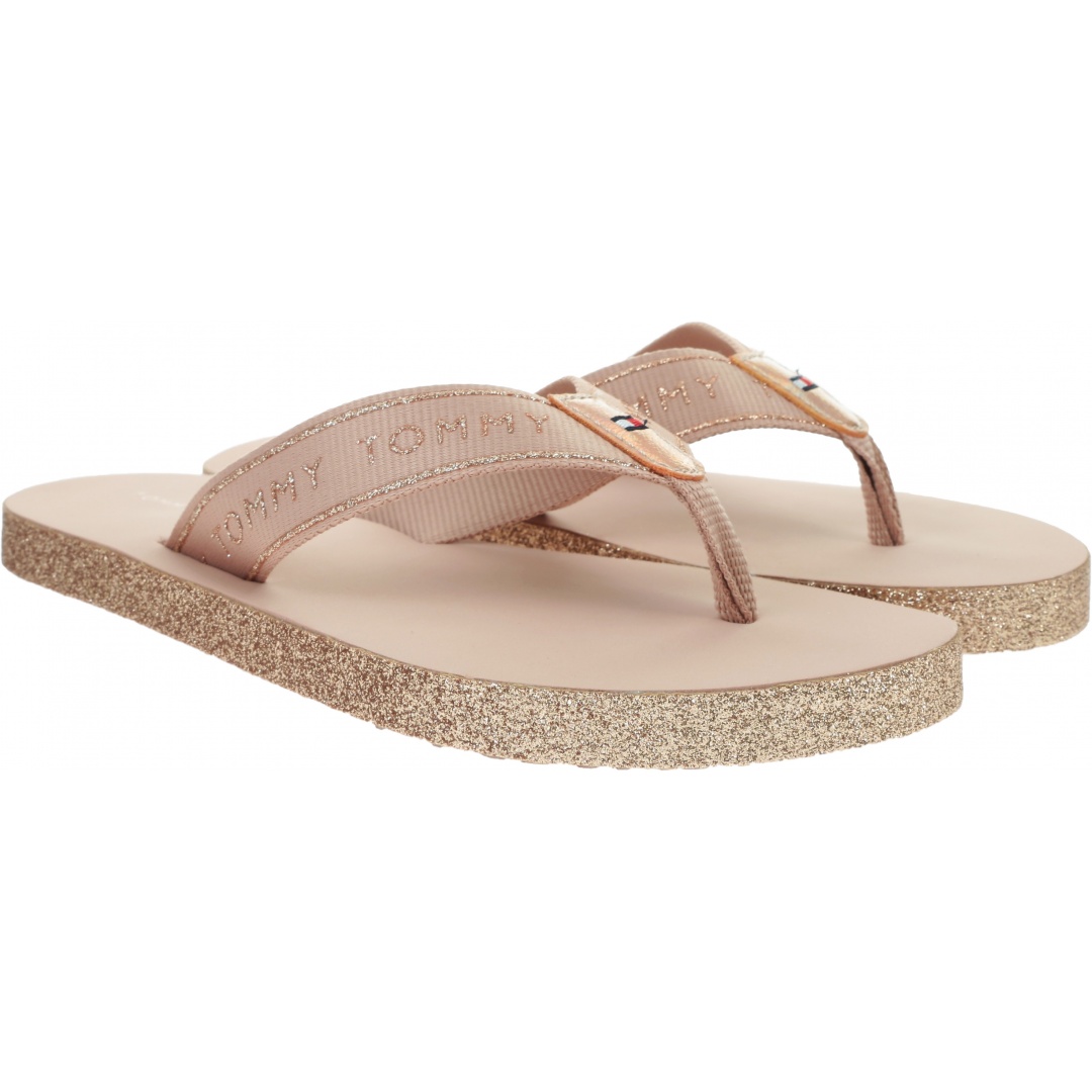 Japonki Damskie TOMMY HILFIGER Tommy Glitter Flat Beach Sandal FW0FW04804