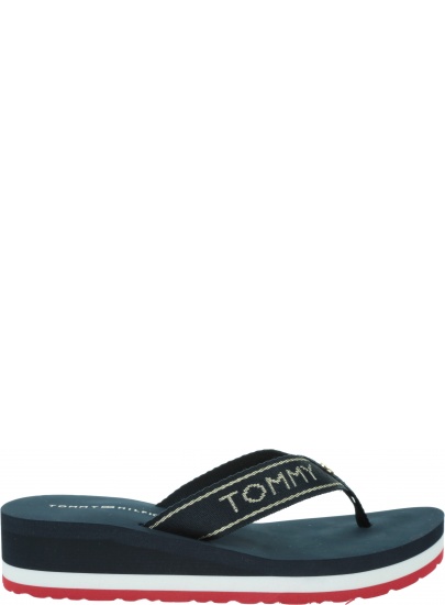 Japonki Damskie TOMMY HILFIGER Metallic Mid Wedge Beach Sandal FW0FW04791
