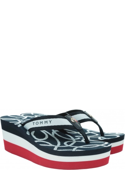 Japonki Damskie TOMMY HILFIGER Nautical High Wedge Beach Sandal FW0FW04806