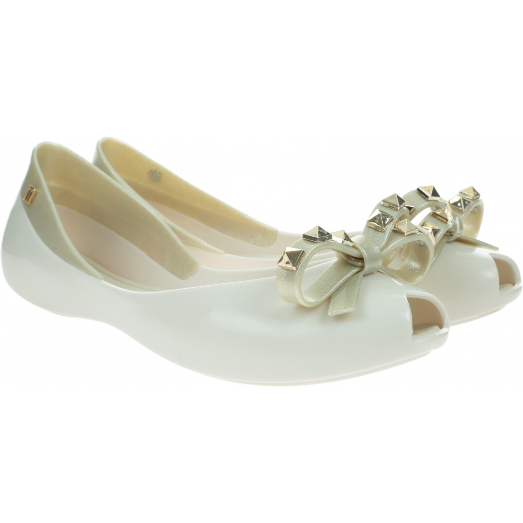 Cieliste Balerinki MELISSA Queen VIII Ad 32897 01664 Beige/White