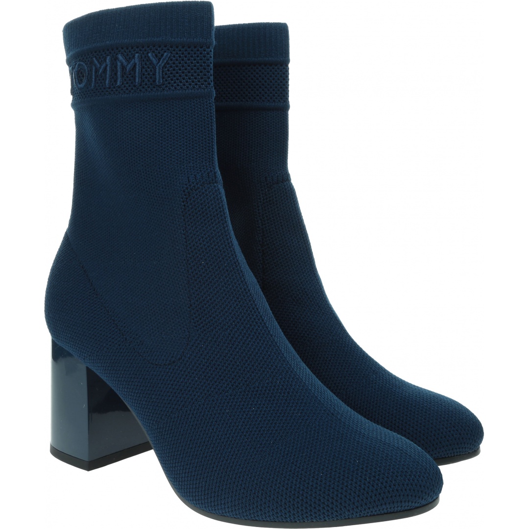 Botki Damskie TOMMY HILFIGER Tommy Knit Mid Heel Boot FW0FW04974 DB9