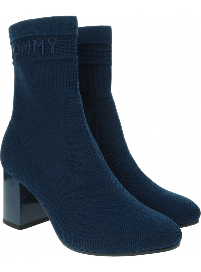 tommy knit mid heel boot