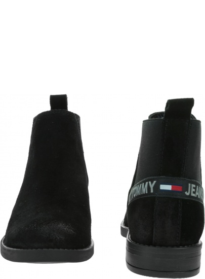 Czarne Botki TOMMY JEANS Essential Suede Chelsea Boot EN0EN01148 BDS