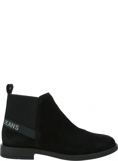 Czarne Botki TOMMY JEANS Essential Suede Chelsea Boot EN0EN01148 BDS