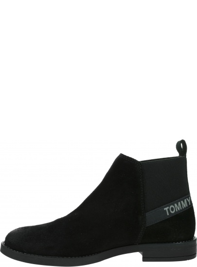 Czarne Botki TOMMY JEANS Essential Suede Chelsea Boot EN0EN01148 BDS