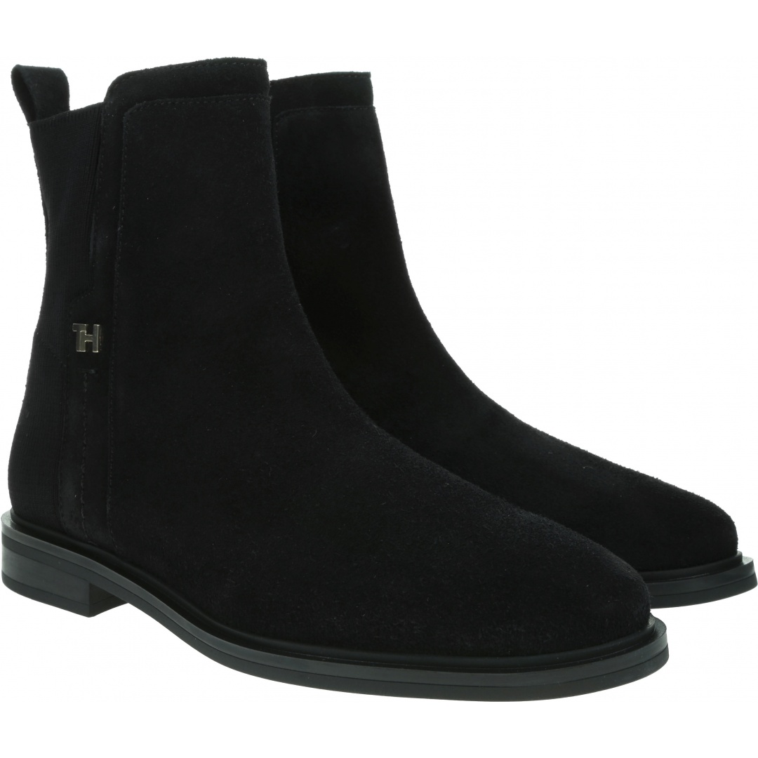 Czarne Botki TOMMY HILFIGER Essential Flat Boot FW0FW05193 BDS