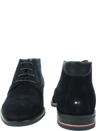 Granatowe Trzewiki TOMMY HILFIGER Signature Hilfiger Suede Boot FM0FM03111