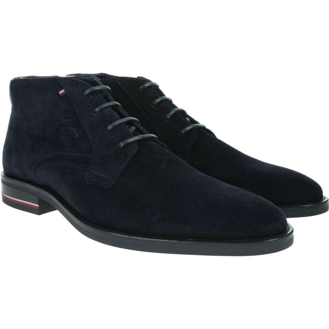 Granatowe Trzewiki TOMMY HILFIGER Signature Hilfiger Suede Boot FM0FM03111