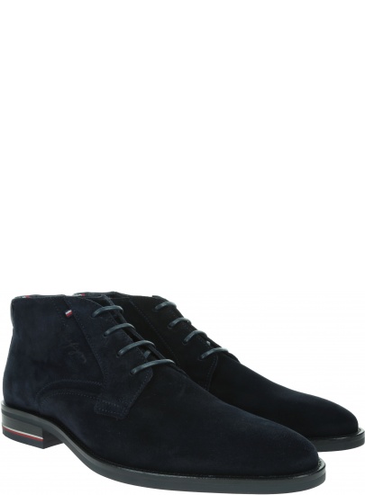 Granatowe Trzewiki TOMMY HILFIGER Signature Hilfiger Suede Boot FM0FM03111