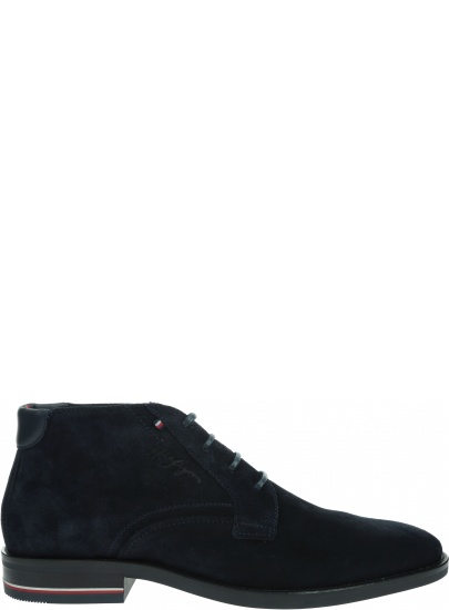 Granatowe Trzewiki TOMMY HILFIGER Signature Hilfiger Suede Boot FM0FM03111