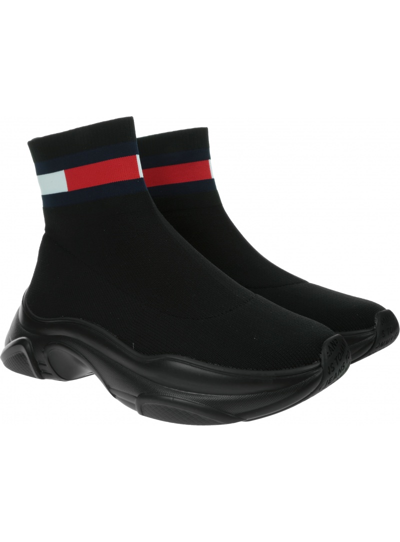 Botki Sneakersy Skarpeta TOMMY JEANS Flat Sock Boot EN0EN01163 BDS