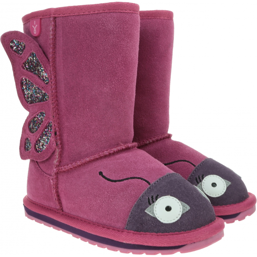 Różowe Kozaczki z Motylkiem Buty EMU AUSTRALIA Butterfly Deep Pink K12339