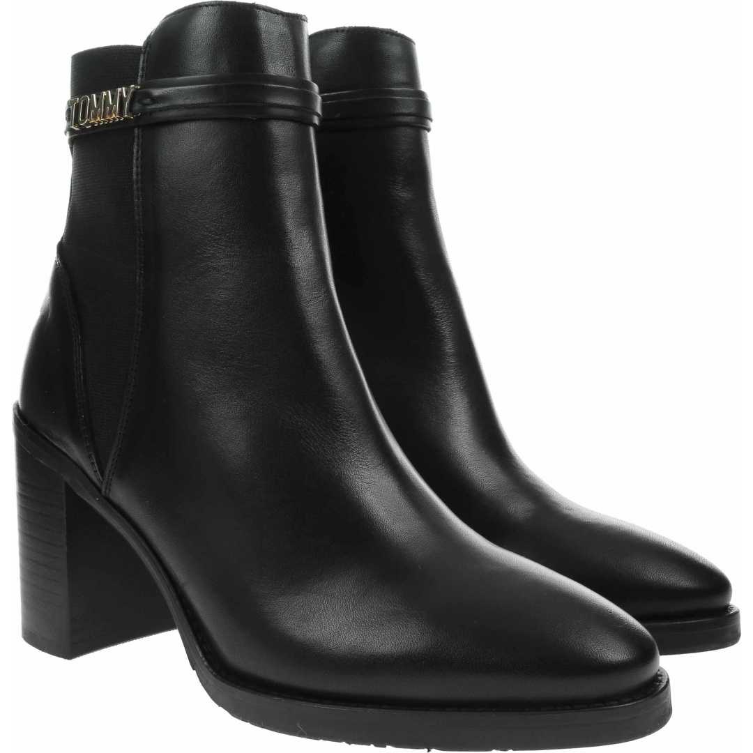 Botki TOMMY HILFIGER Block Branding High Hell Boot FW0FW05153 Black